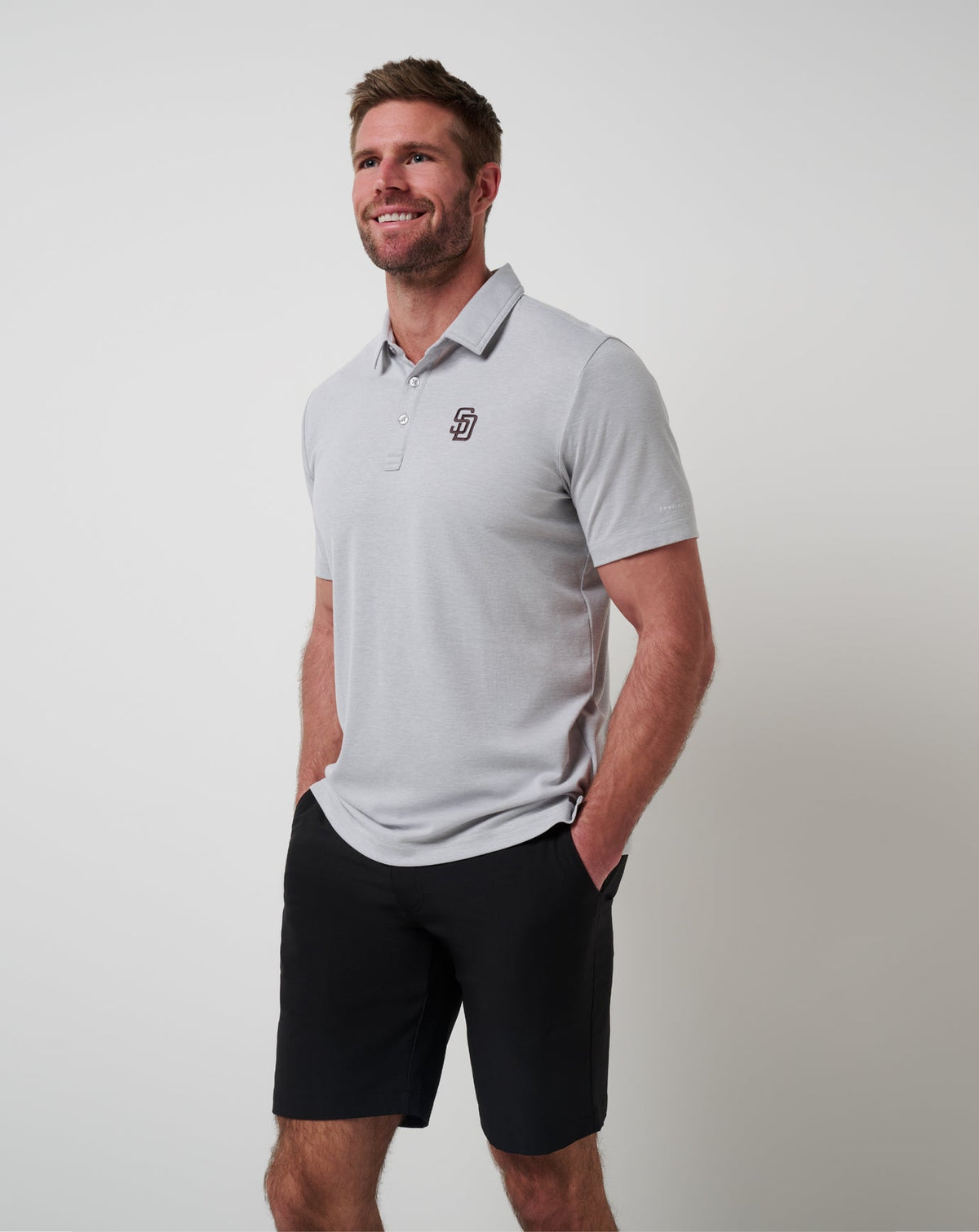 San Diego Padres Playoff Pitch Polo Heather Grey | Travis Mathew