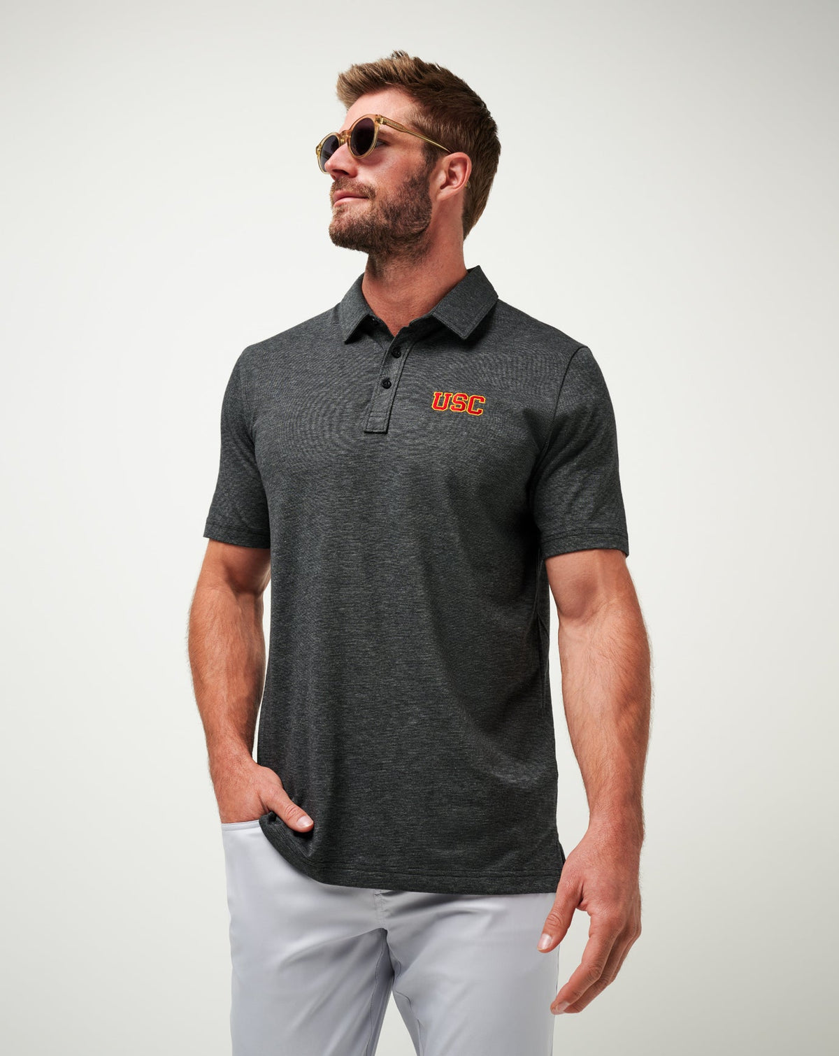 USC The Zinna Polo Heather Black | Travis Mathew