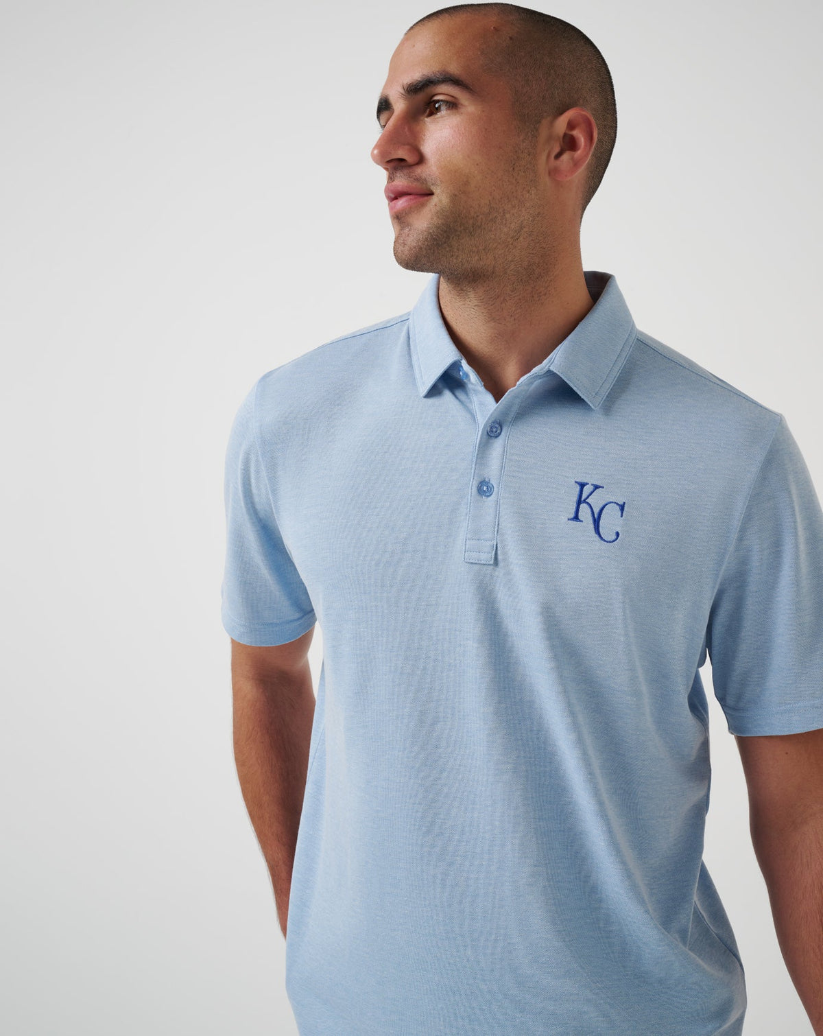 Kansas City Royals Playoff Pitch Polo Heather Blue | Travis Mathew