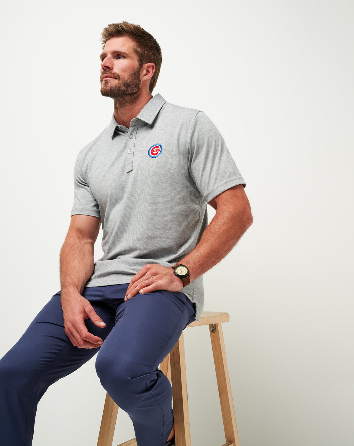 Chicago Cubs The Zinna Polo Heather Grey | Travis Mathew