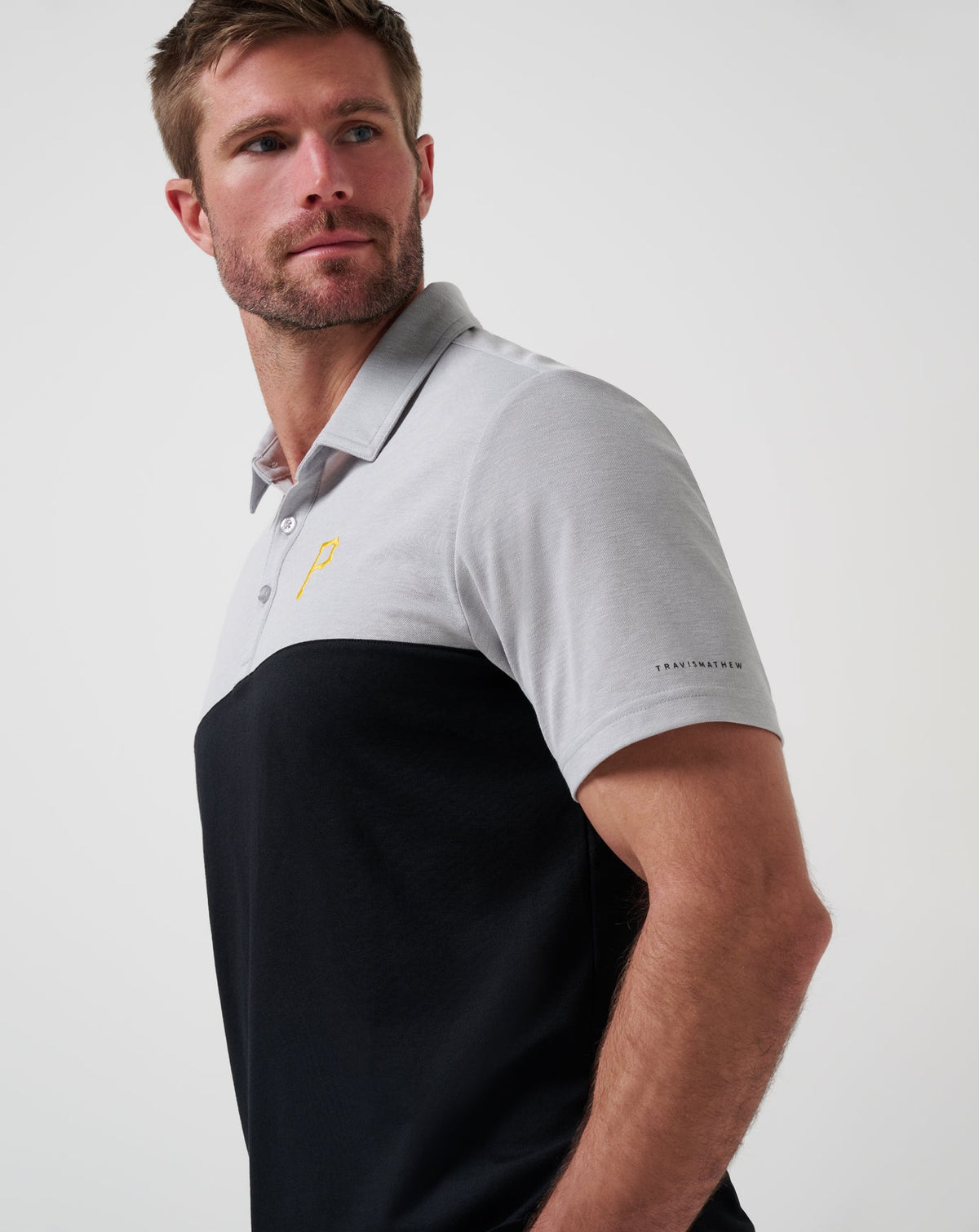 Pittsburgh Pirates Home Run Leader Polo Heather Grey/Black | Travis Mathew