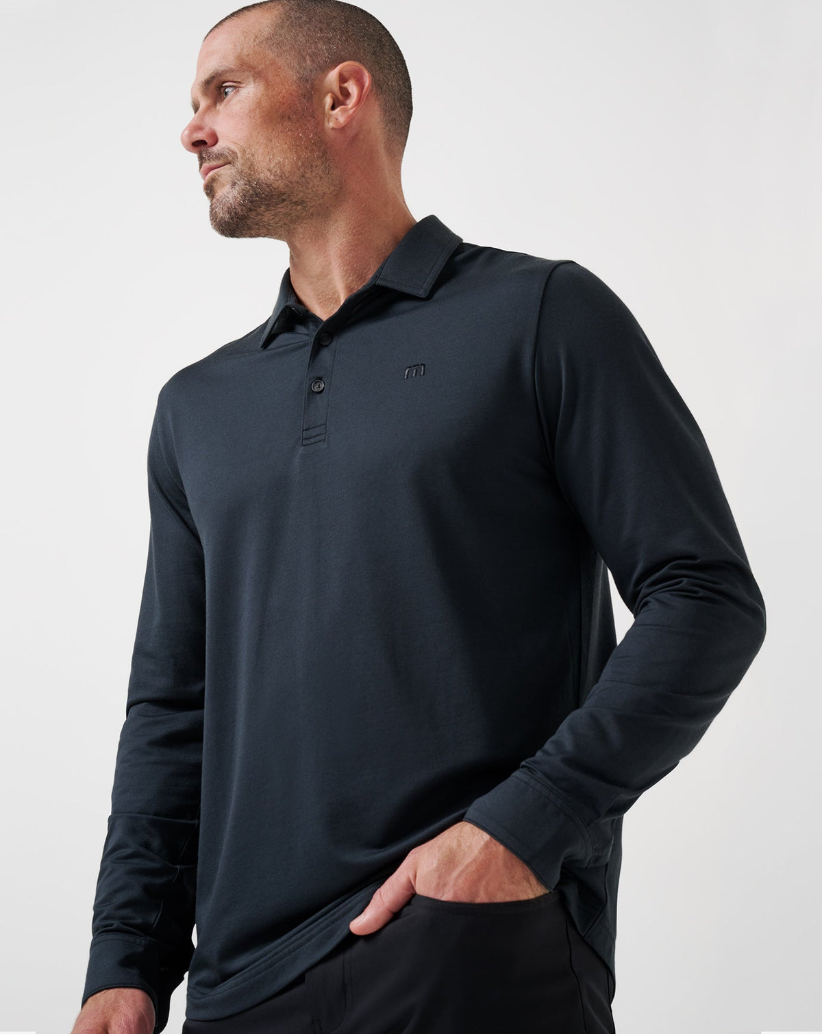 Featherweight Long Sleeve Polo Black | Travis Mathew