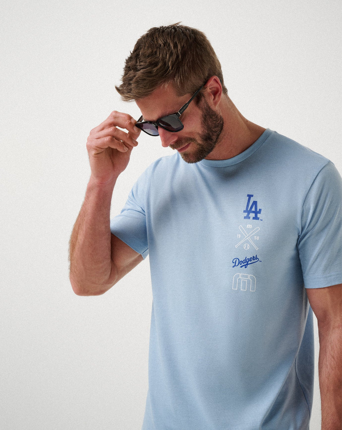 Los Angeles Dodgers Sunset Slam 2.0 Tee Heather Blue | Travis Mathew