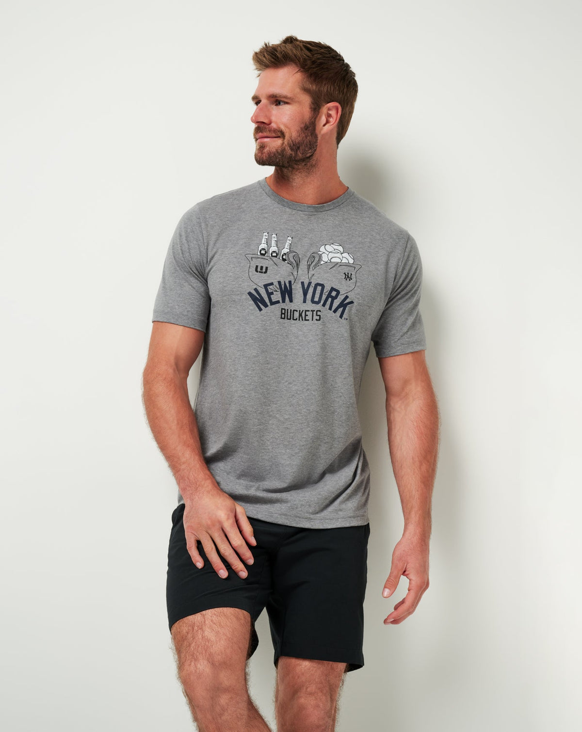 New York Yankees Strike One Tee Heather Grey | Travis Mathew