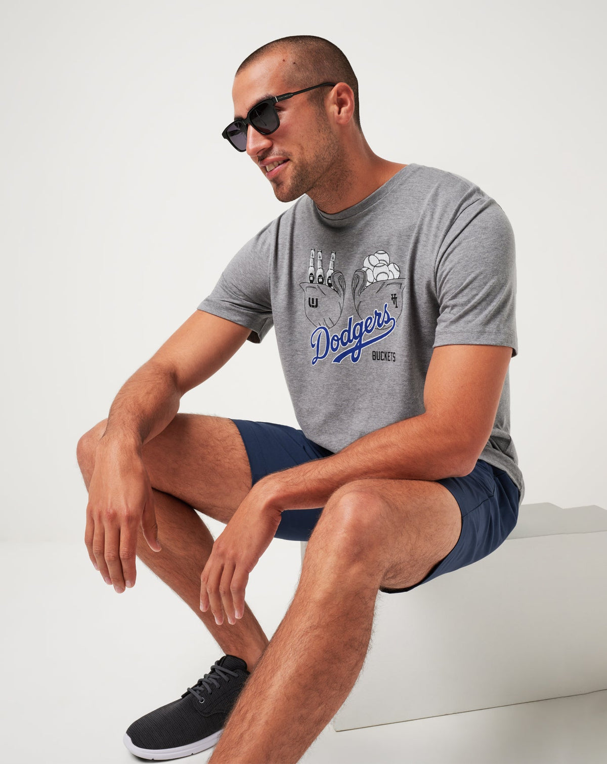 Los Angeles Dodgers Strike One Tee Heather Grey | Travis Mathew