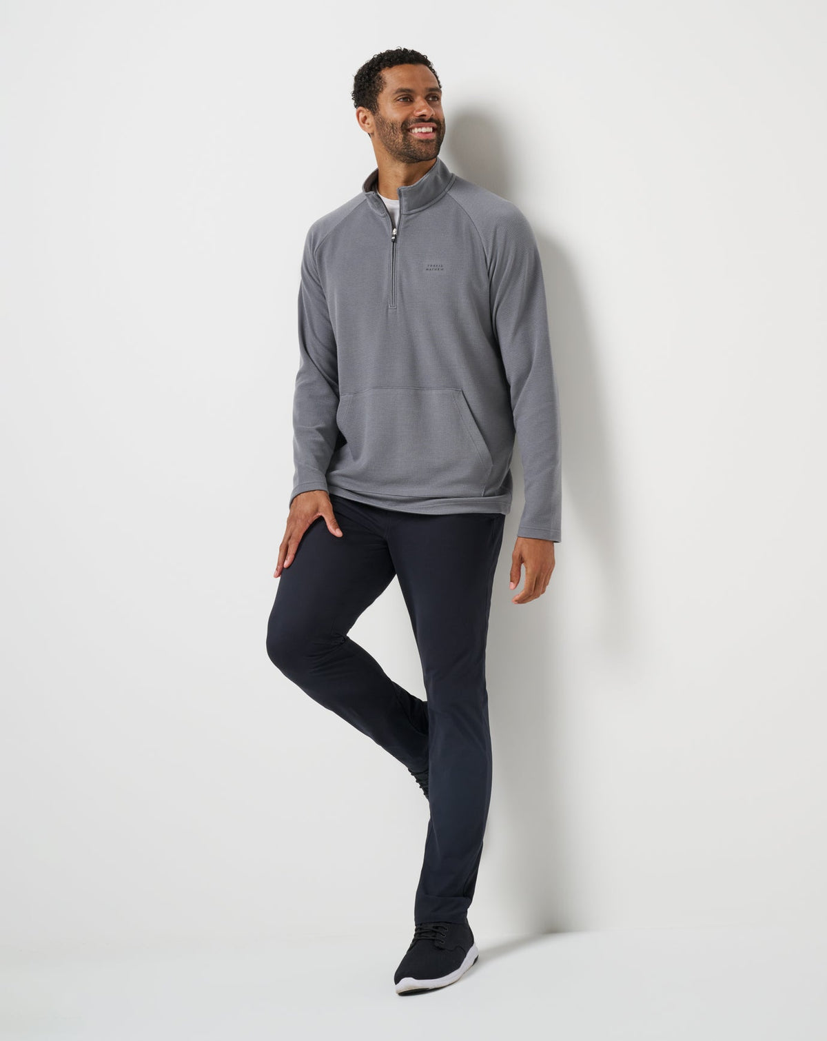 Performance Waffle Quarter Zip Quiet Shade | Travis Mathew