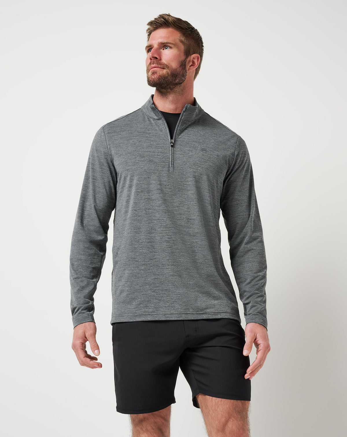 Heater Pro Quarter Zip Heather Grey | Travis Mathew