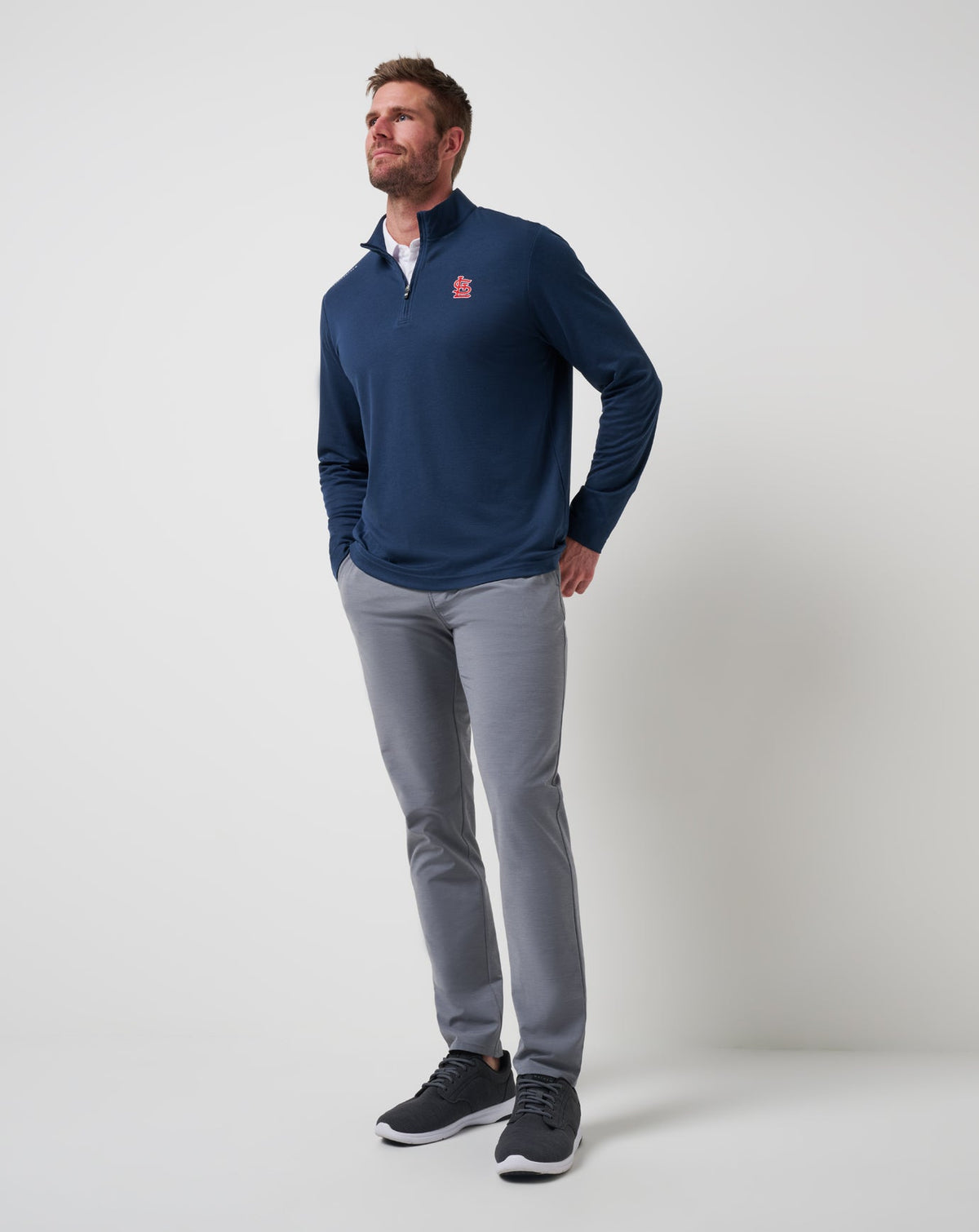 St Louis Cardinals Time To Tailgate Quarter Zip Navy | Travis Mathew