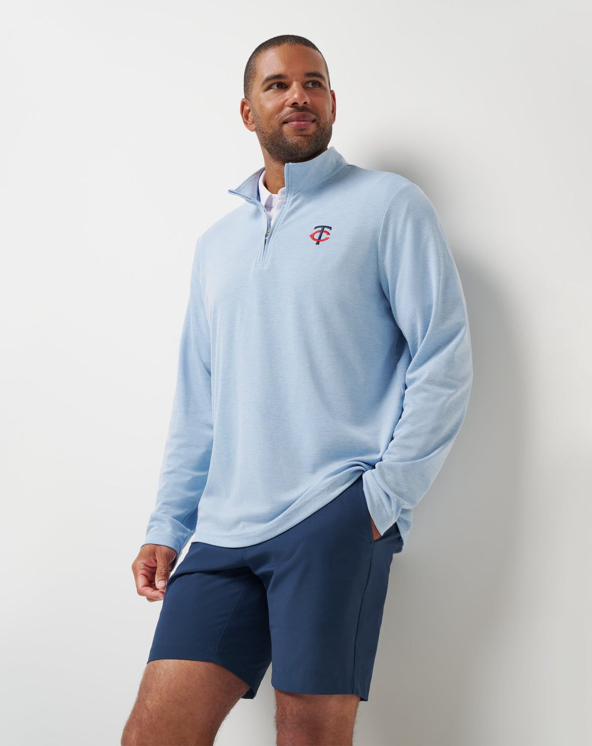 Minnesota Twins Time To Tailgate Quarter Zip Heather Blue | Travis Mathew