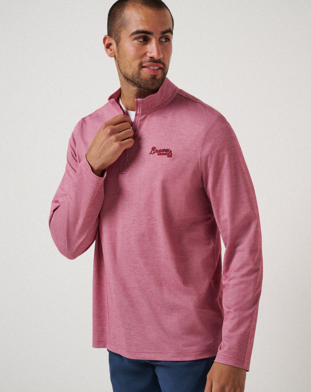 Atlanta Braves Time To Tailgate Quarter Zip Heather Red | Travis Mathew