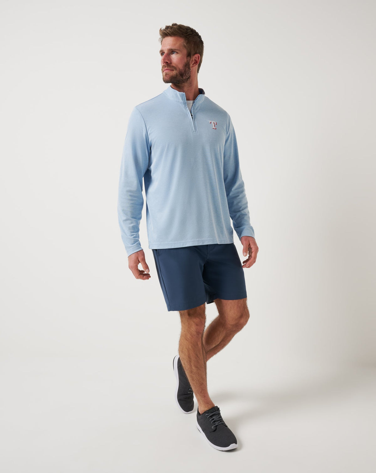 Texas Rangers Time To Tailgate Quarter Zip Heather Blue | Travis Mathew