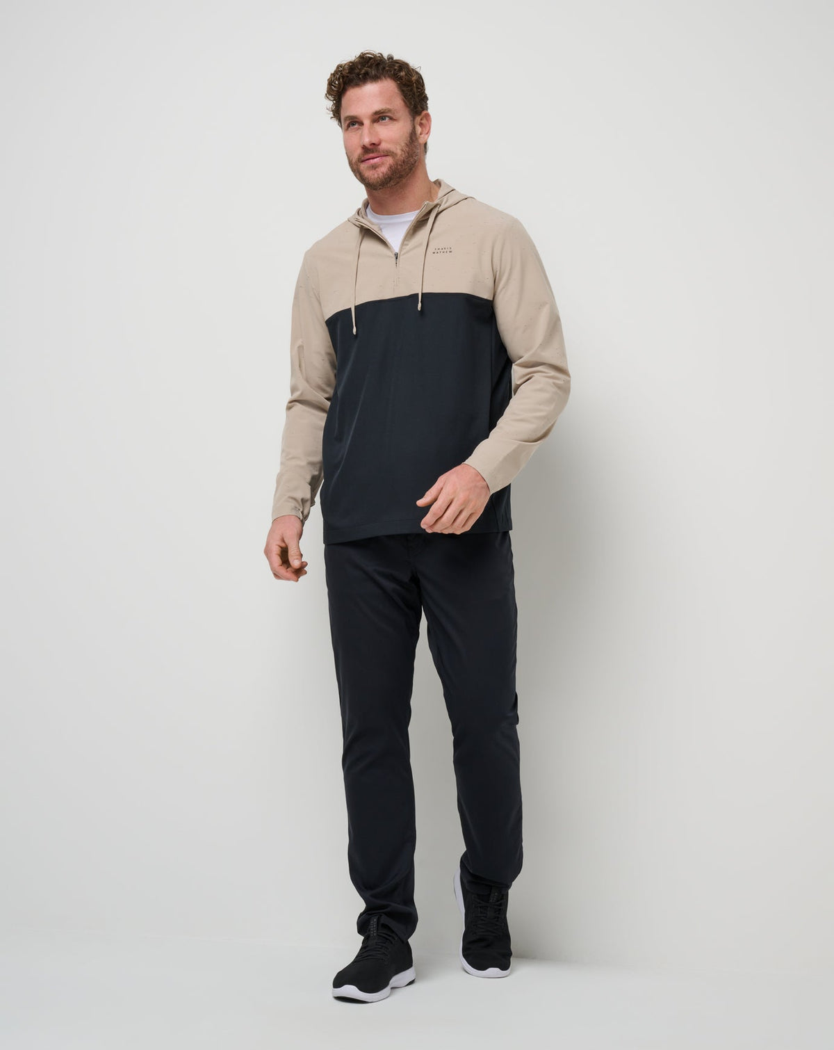 Rocky Shore Quarter Zip Hoodie Oxford Tan | Travis Mathew