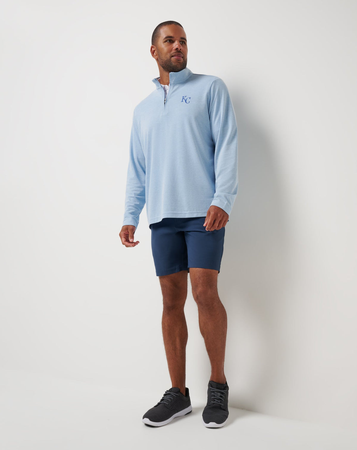 Kansas City Roayals Time To Tailgate Quarter Zip Heather Blue | Travis Mathew