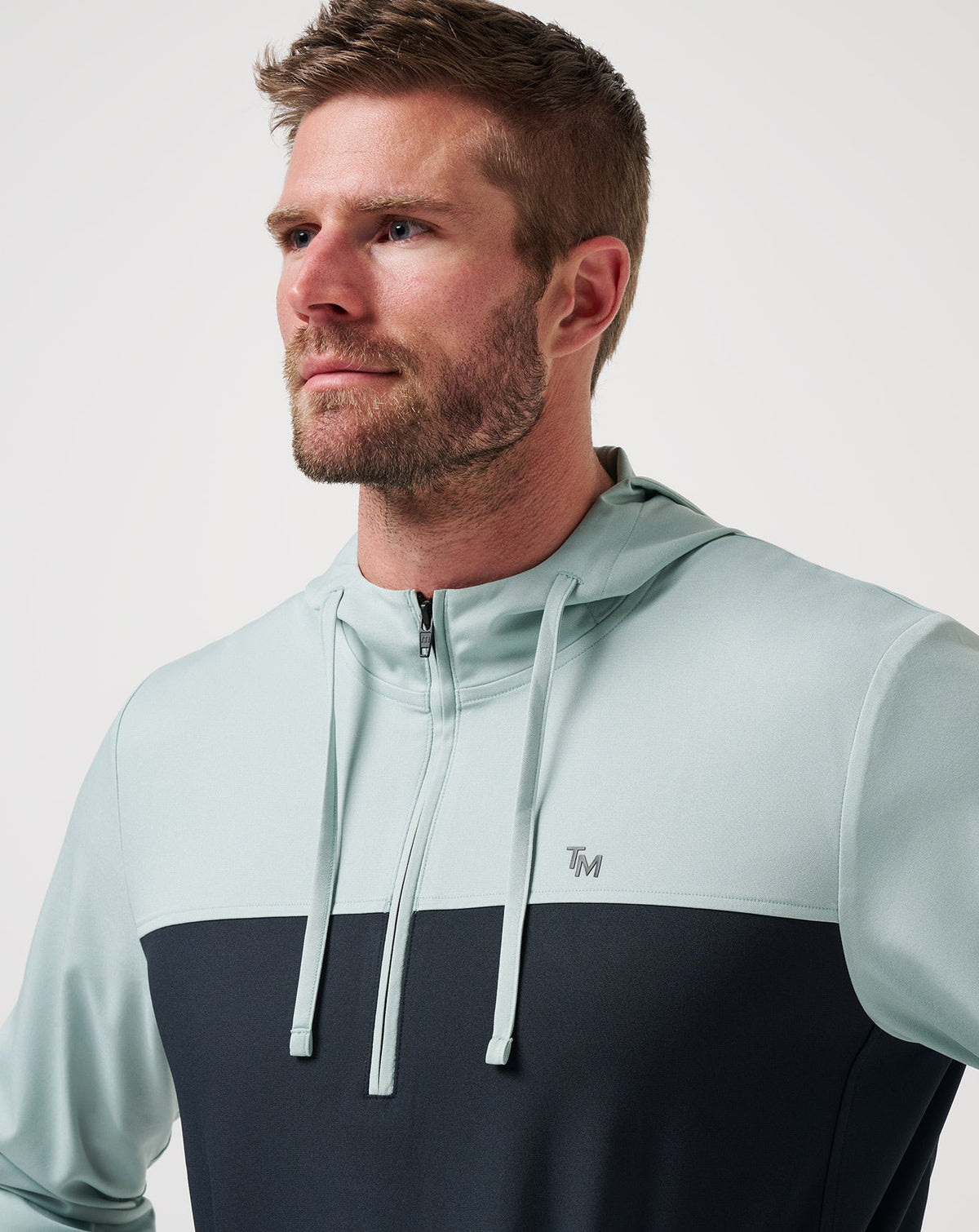 Coin Toss Quarter Zip Hoodie Gray Mist | Travis Mathew