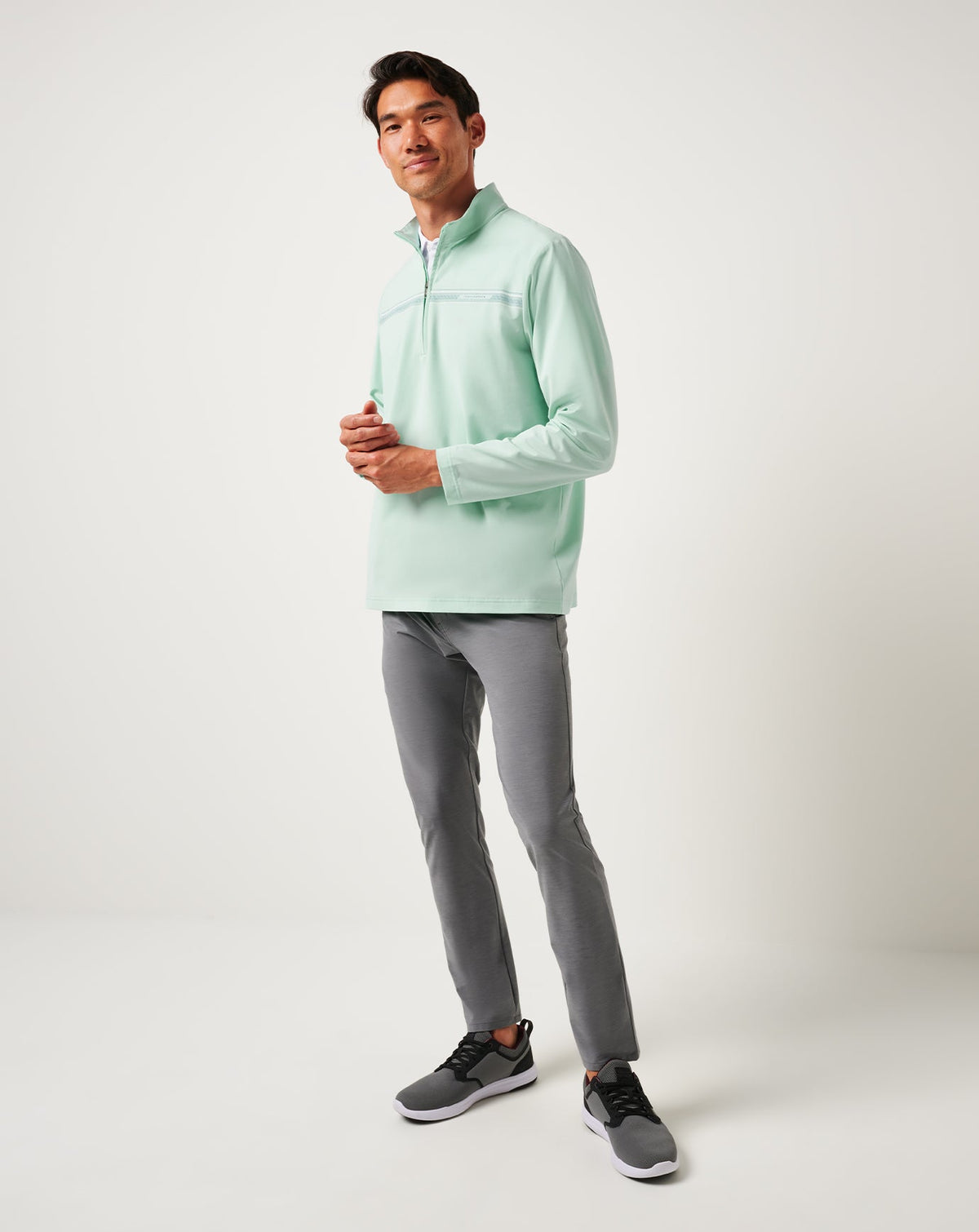 On The Map Quarter Zip Eggshell Blue | Travis Mathew