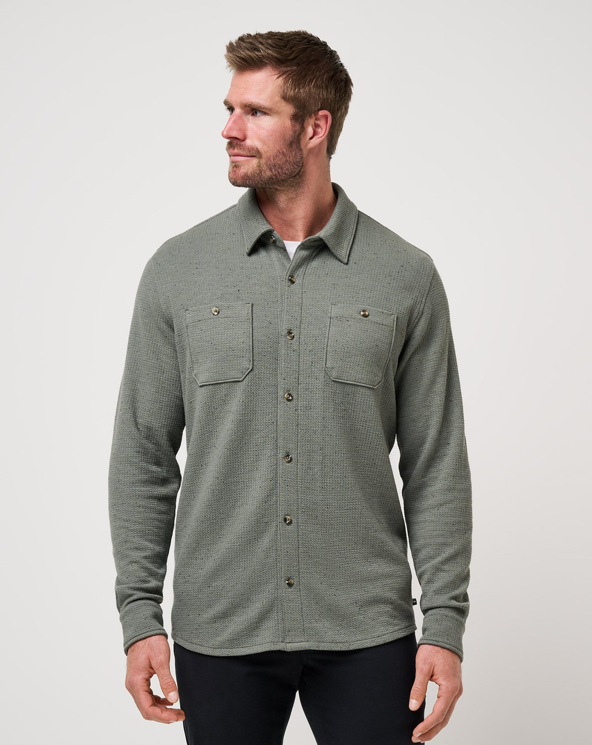 Cloud Waffle Shirt Jacket Dark Olive | Travis Mathew