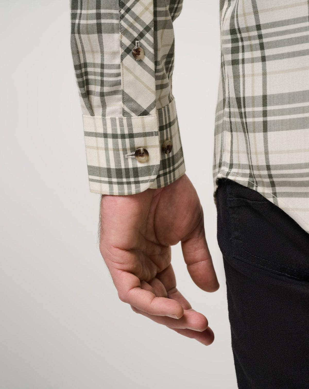 Cloud Flannel Plaid Button-Up Birch | Travis Mathew