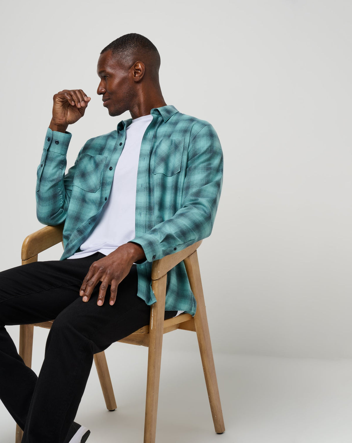 Cloud Flannel Plaid Button-Up Total Eclipse/Cameo | Travis Mathew