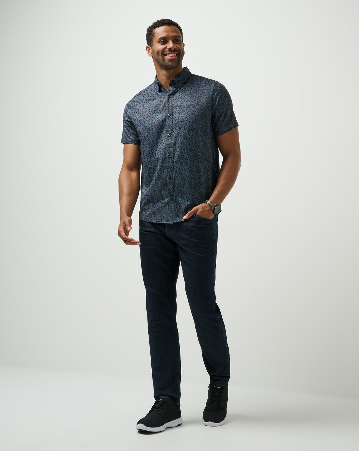 Techwoven Country Mile Button-Up Black | Travis Mathew