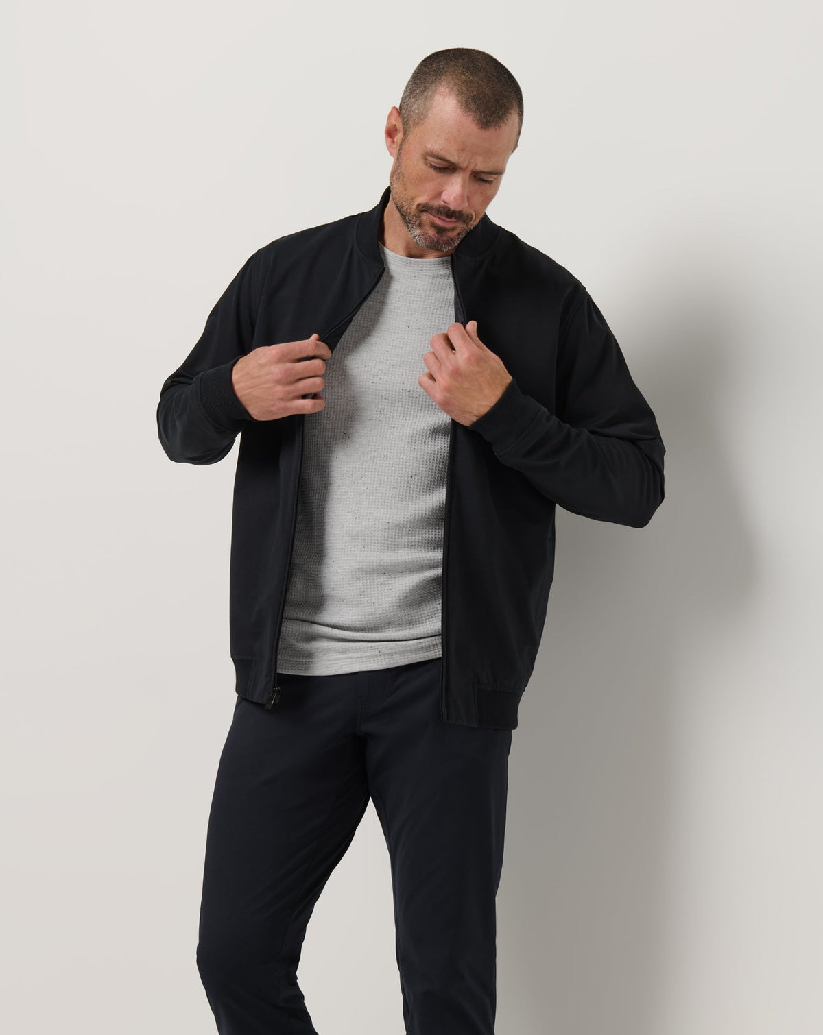 Stretchknit Bomber Jacket Black | Travis Mathew