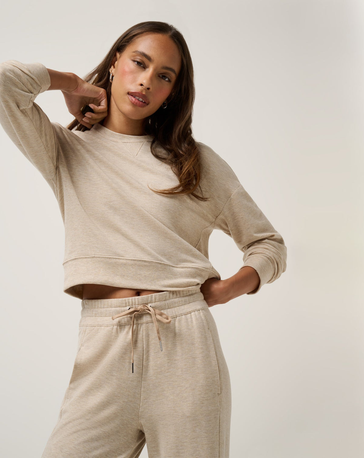 Cloud Terry Crew Heather Natural | Travis Mathew