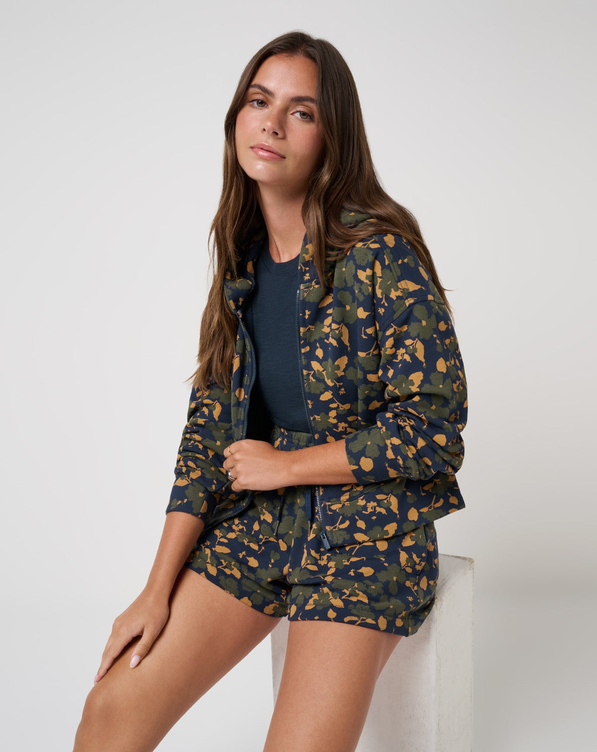 Cloud Fleece Printed Hoodie Navy Blazer Floral Multi | Travis Mathew