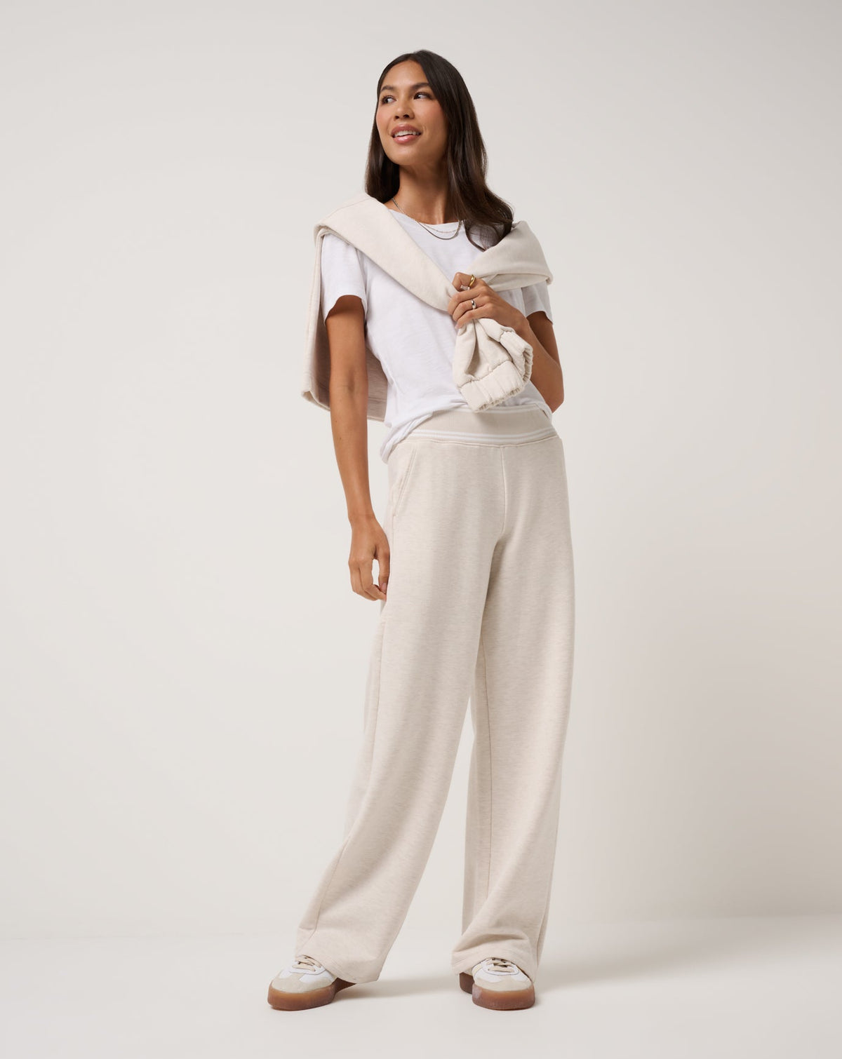 Cloud Fleece Clubside Wide Leg Pant Heather Brazillian Sand | Travis Mathew