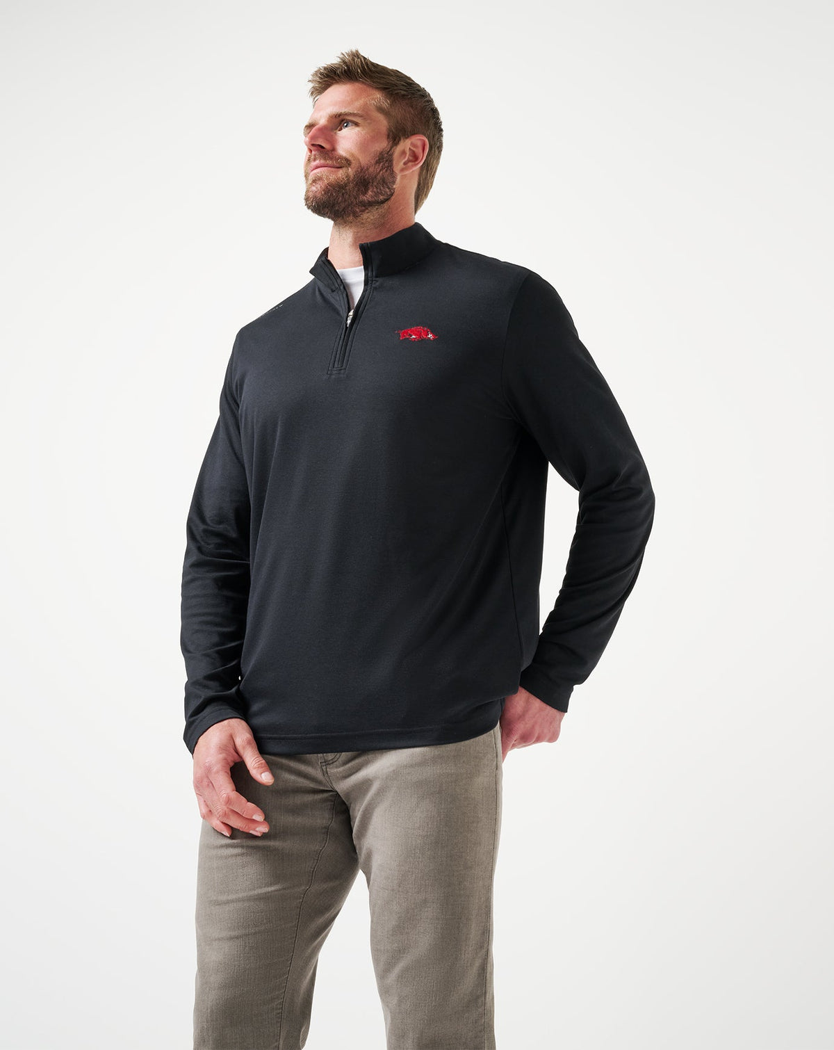 Arkansas Time To Tailgate Quarter Zip Black | Travis Mathew