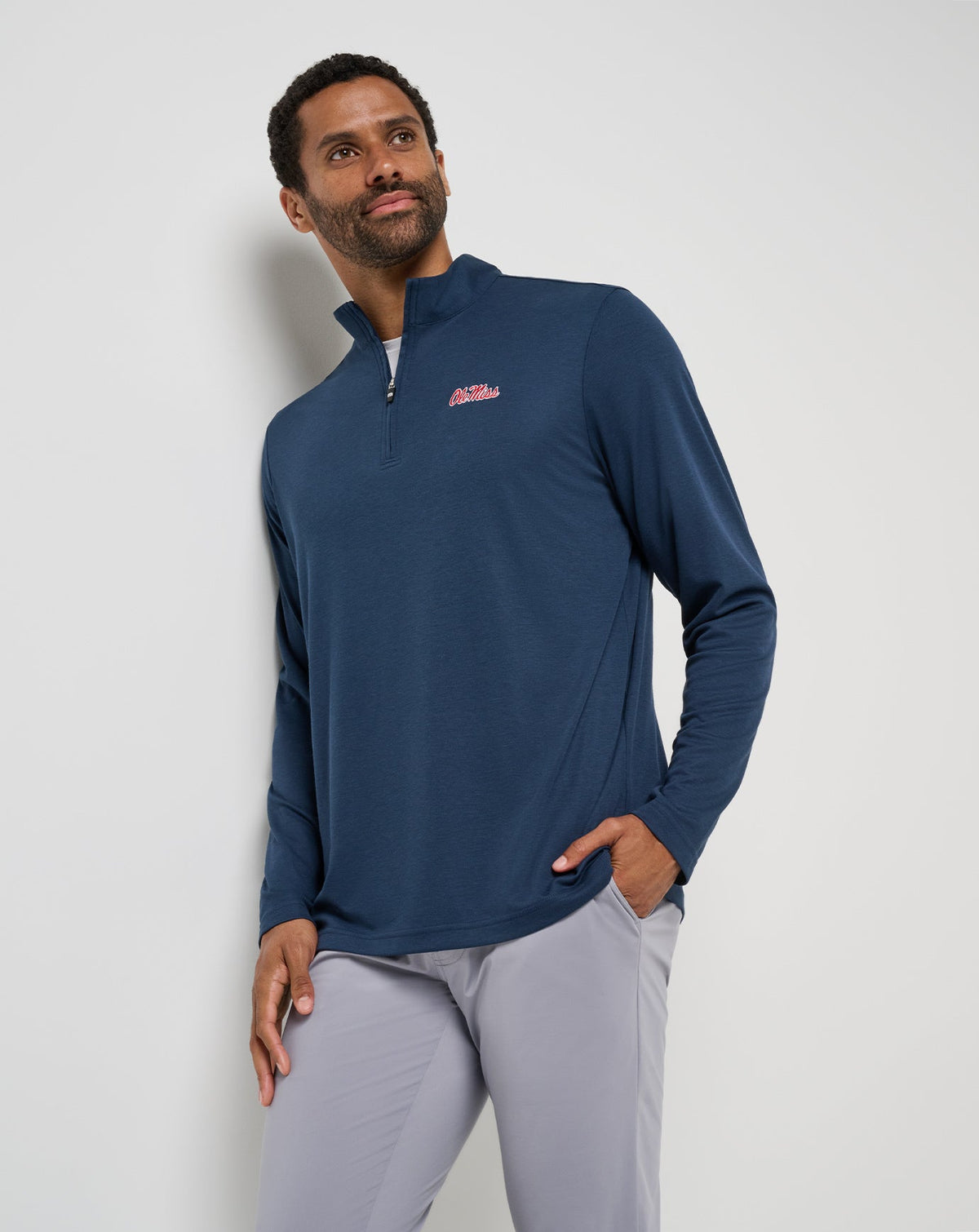 Mississippi Time To Tailgate Quarter Zip Navy | Travis Mathew