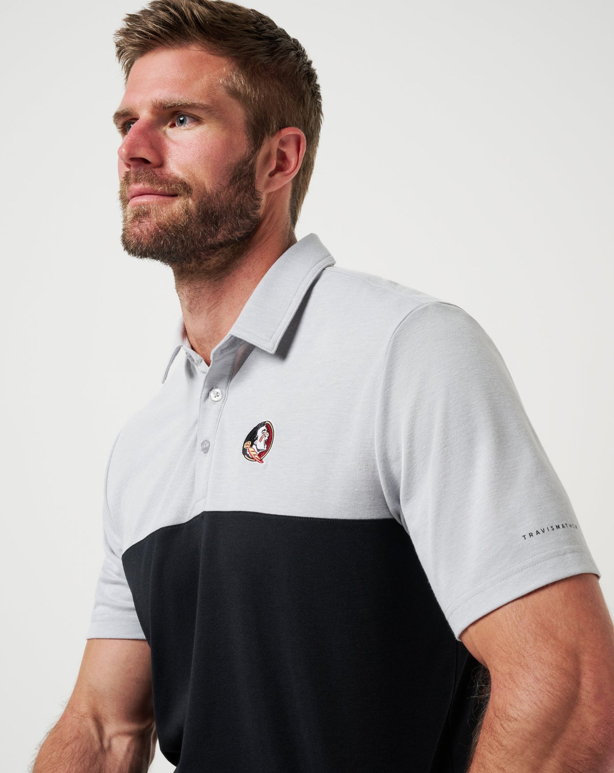 FSU Drop Back Polo Heather Grey/Black | Travis Mathew
