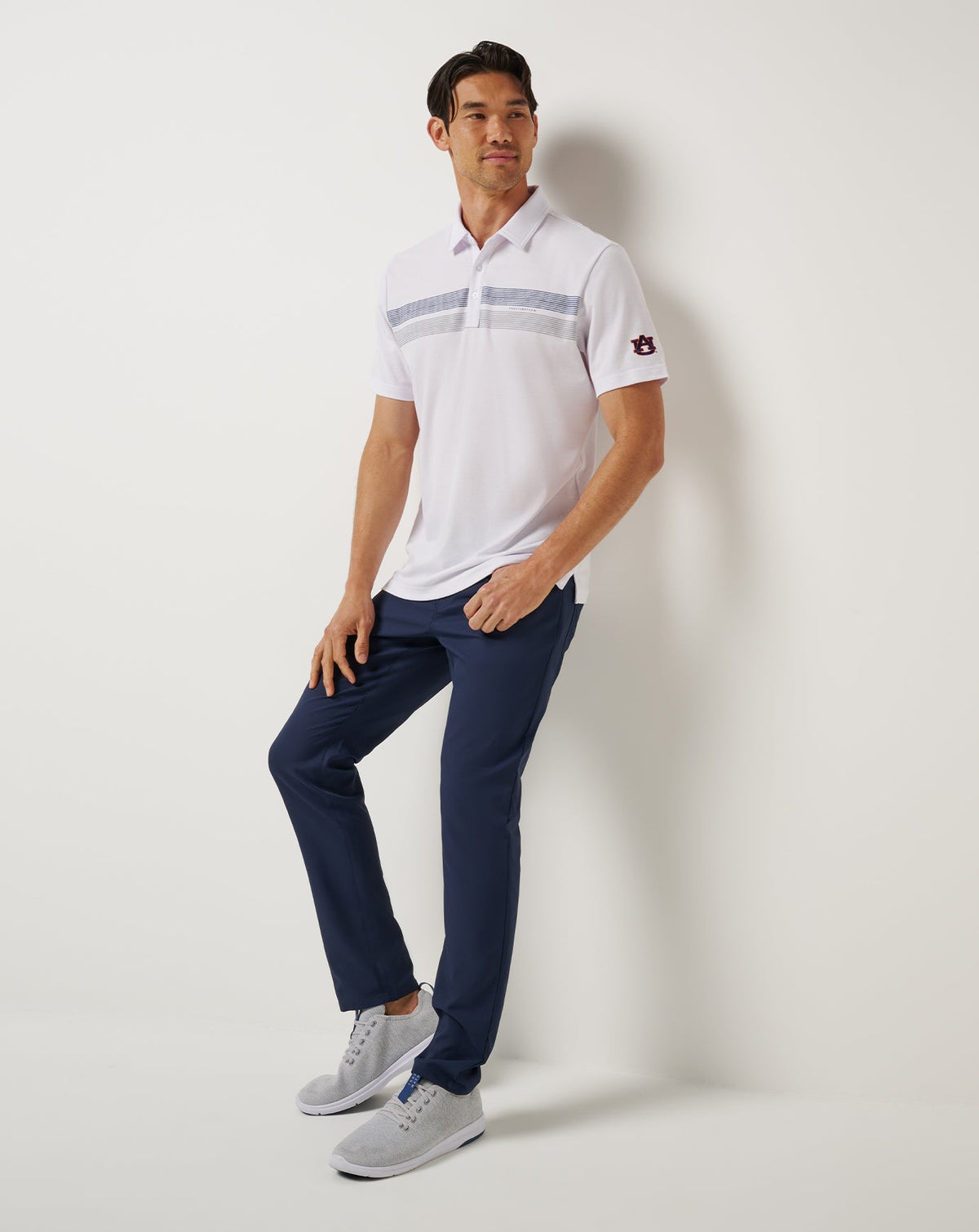 Auburn Top Recruit Polo White/Navy | Travis Mathew