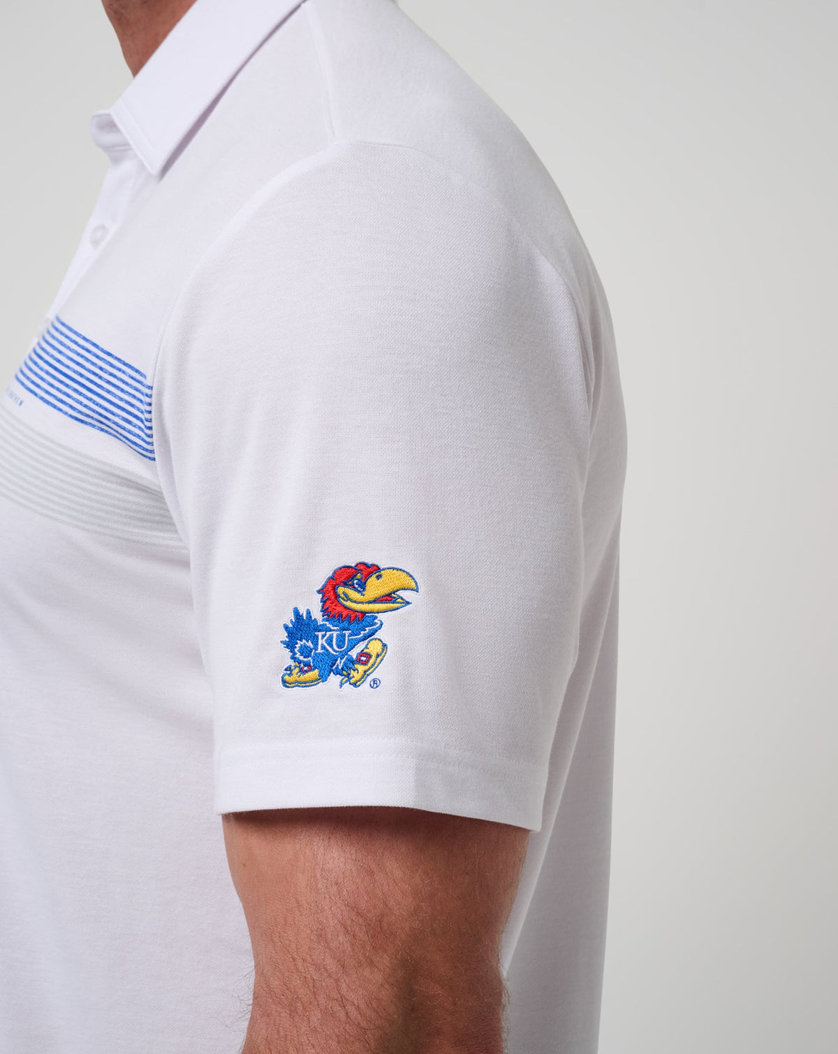 Kansas Top Recruit Polo White/Blue | Travis Mathew