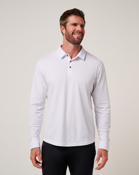 The Zinna 2.0 Long Sleeve Polo White | Travis Mathew