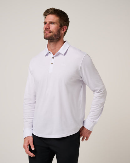 The Zinna 2.0 Long Sleeve Polo White | Travis Mathew