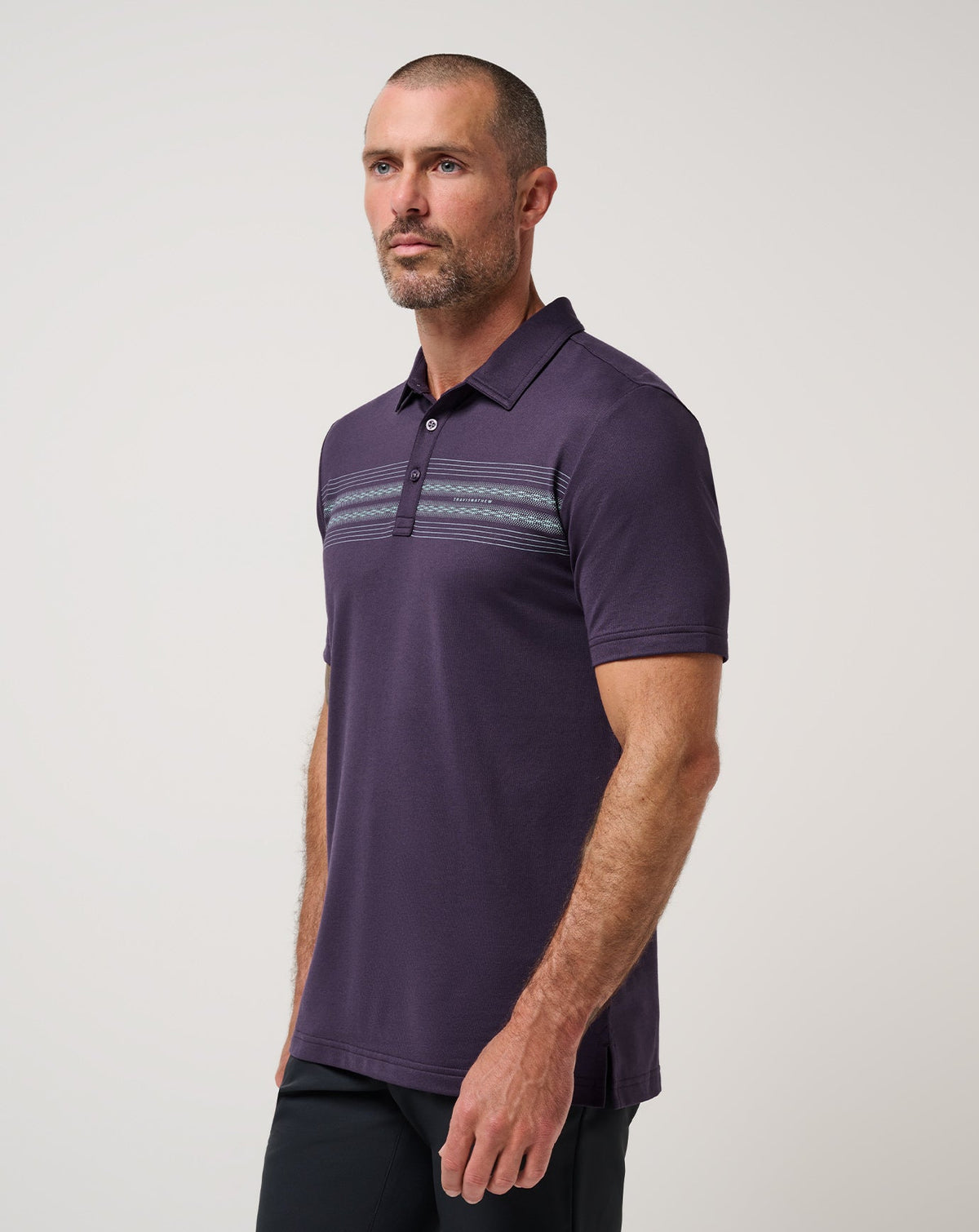 Featherweight Chest Stripe Polo Purple Velvet | Travis Mathew