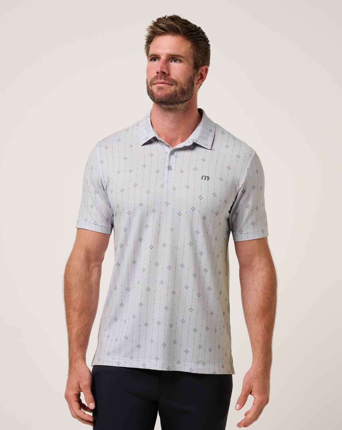 Featherweight Deco Polo Heather Light Grey | Travis Mathew