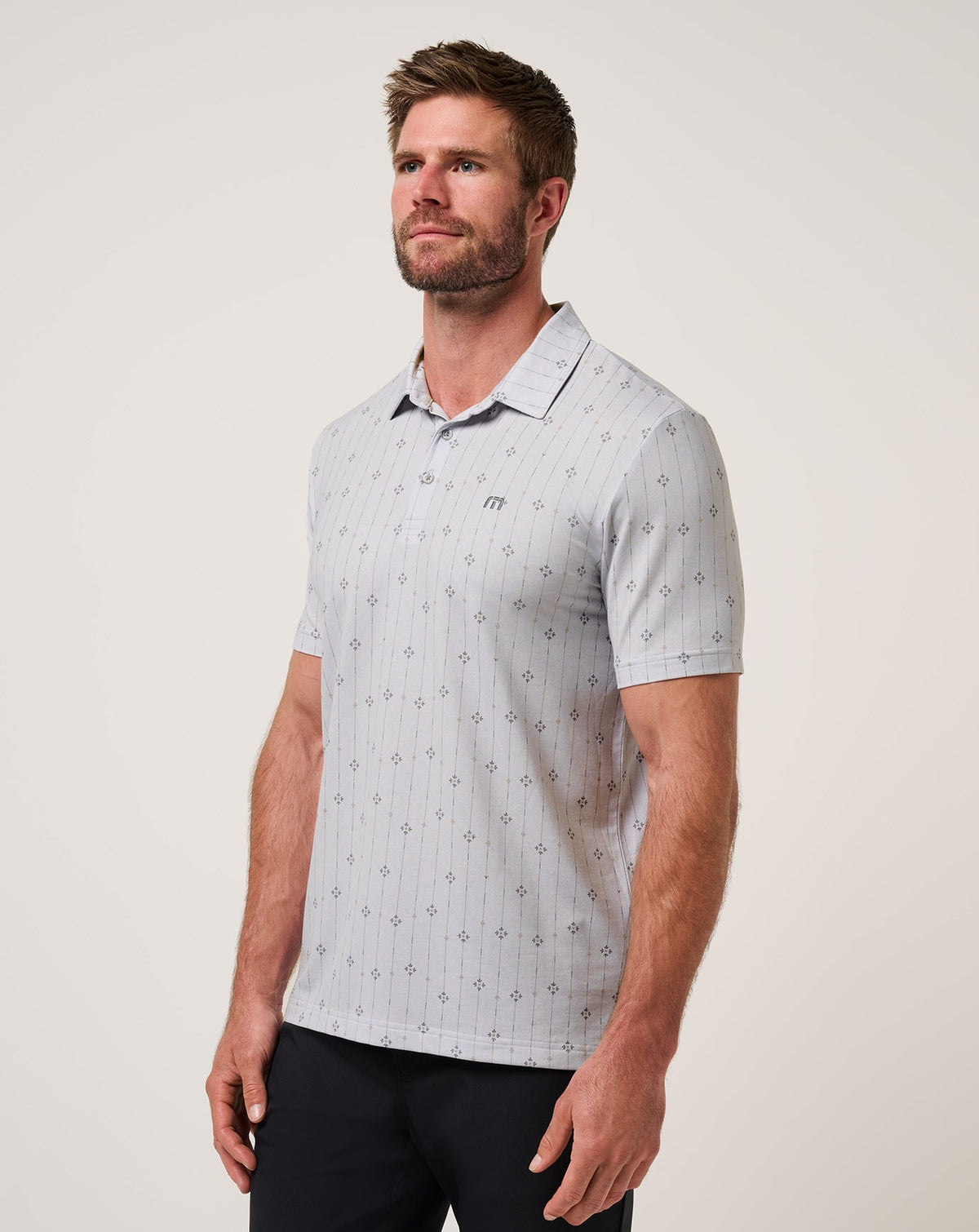 Featherweight Deco Polo Heather Light Grey | Travis Mathew