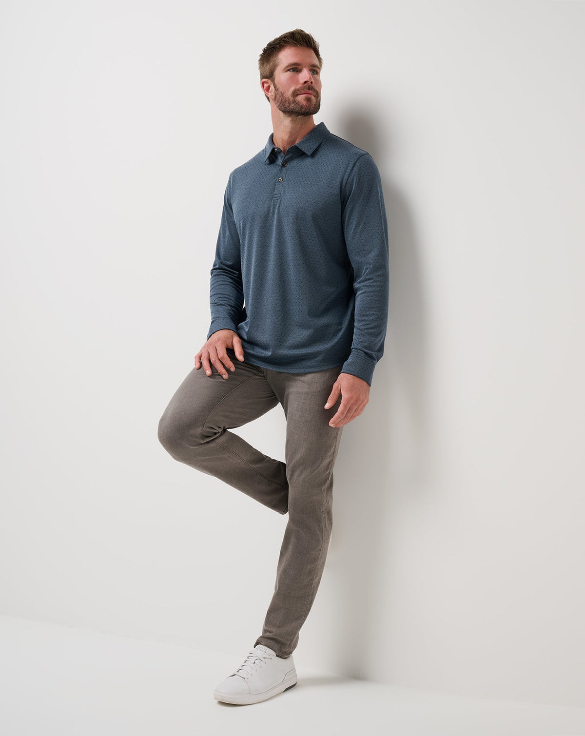 Handsome Town Long Sleeve Polo Navy | Travis Mathew