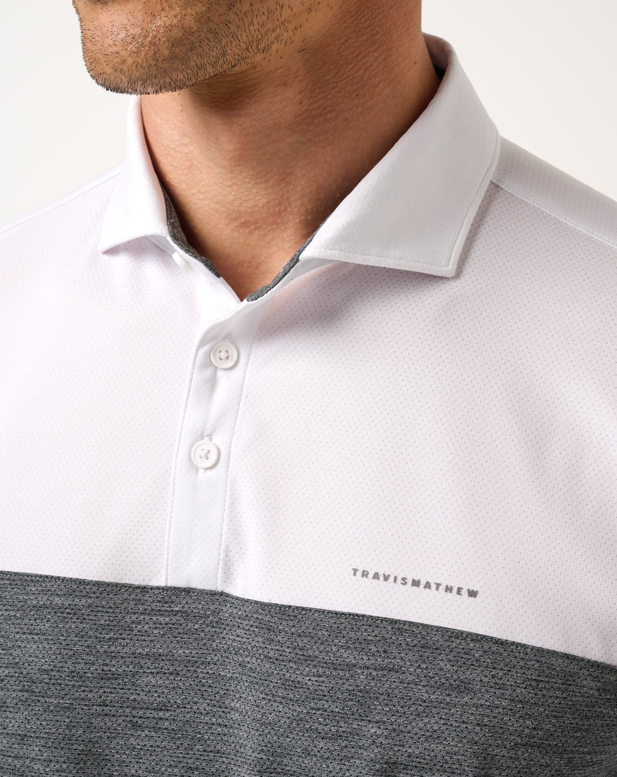 Heater Pro Color Block Polo White | Travis Mathew