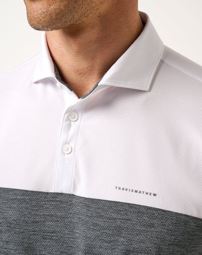 Heater Pro Color Block Polo White | Travis Mathew