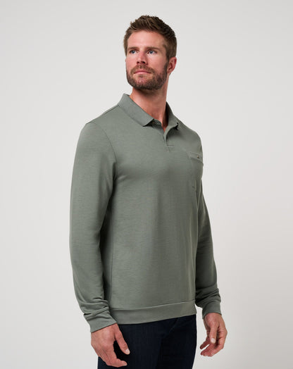 December First Long Sleeve Polo Dark Olive | Travis Mathew