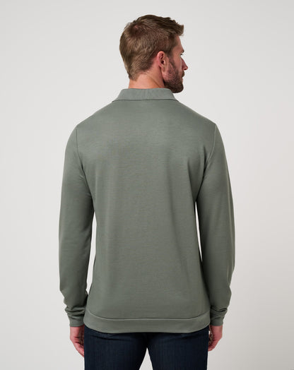December First Long Sleeve Polo Dark Olive | Travis Mathew