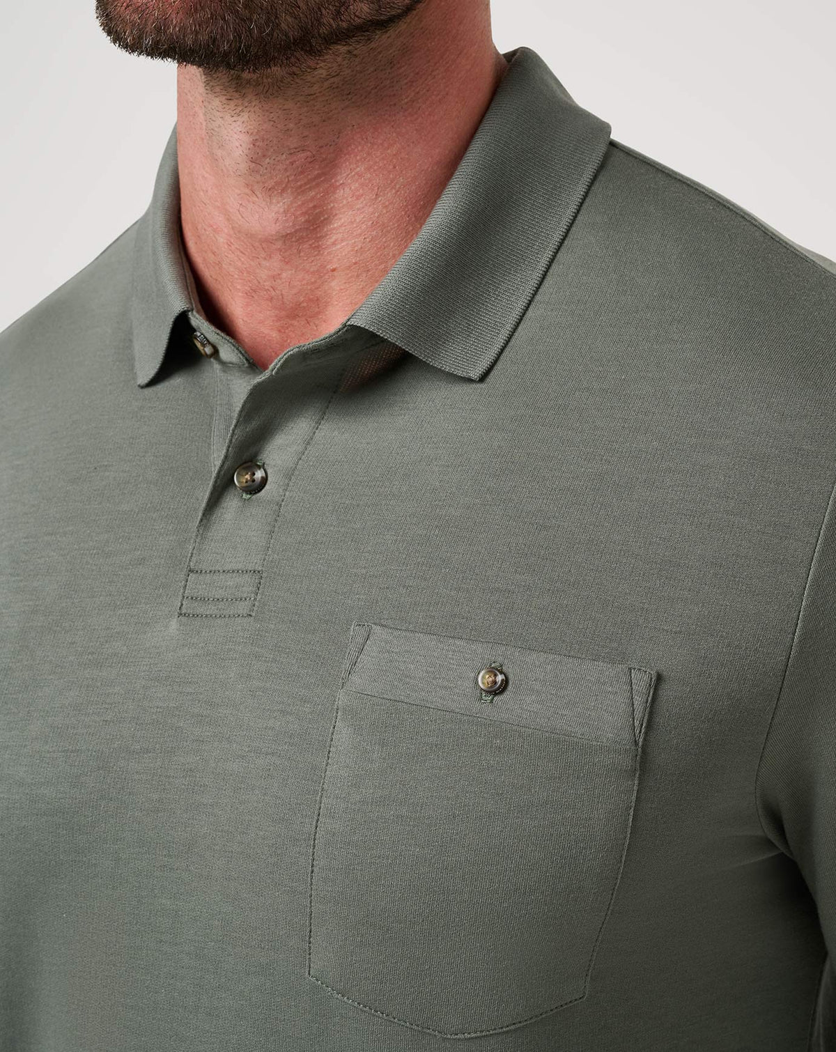 December First Long Sleeve Polo Dark Olive | Travis Mathew