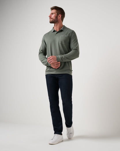 December First Long Sleeve Polo Dark Olive | Travis Mathew