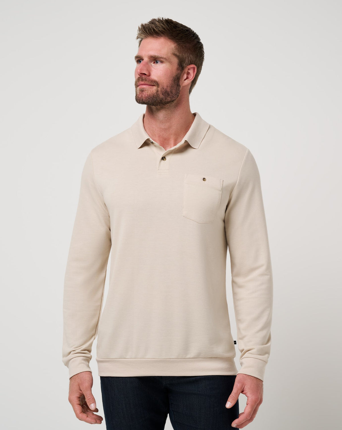 December First Long Sleeve Polo Italian Sand | Travis Mathew