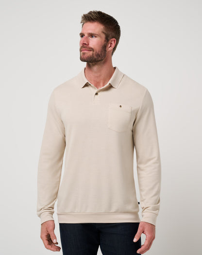 December First Long Sleeve Polo Italian Sand | Travis Mathew