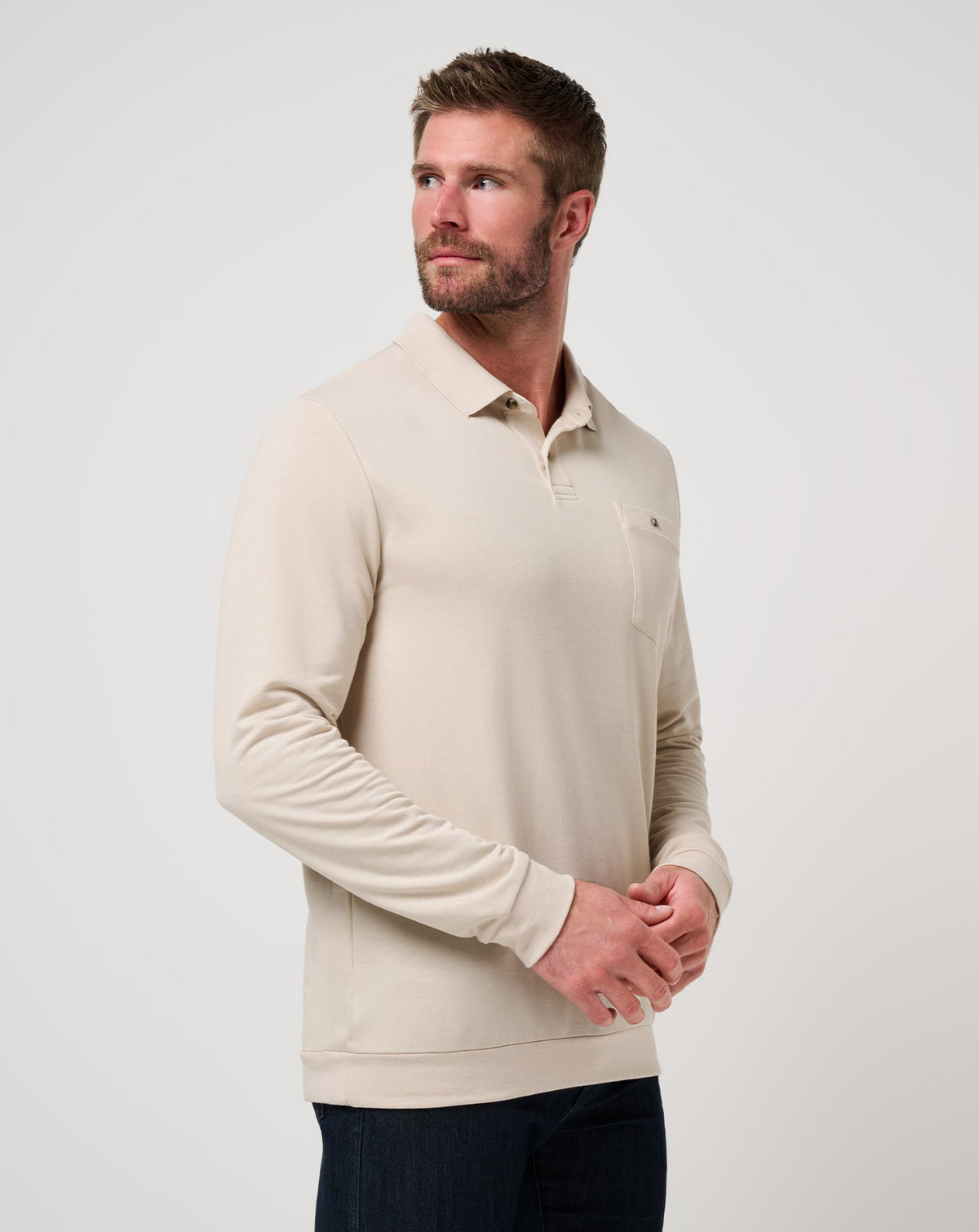 December First Long Sleeve Polo Italian Sand | Travis Mathew