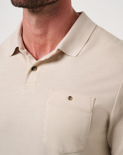 December First Long Sleeve Polo Italian Sand | Travis Mathew