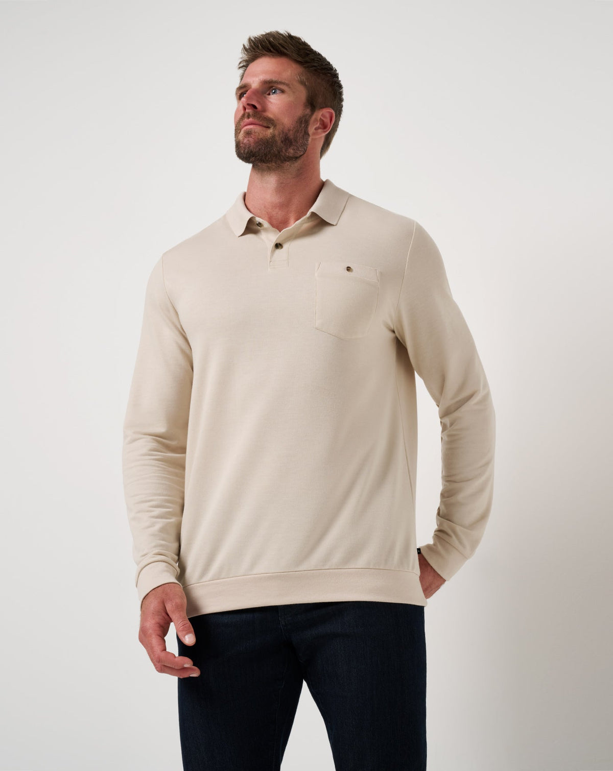 December First Long Sleeve Polo Italian Sand | Travis Mathew