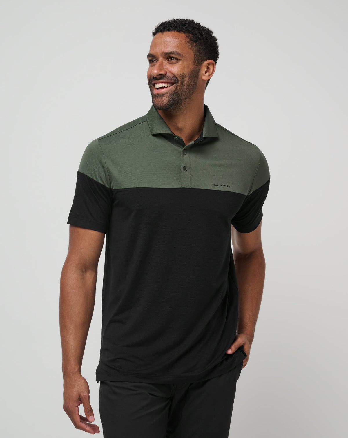 Heater Pro Color Block Polo Dark Olive | Travis Mathew